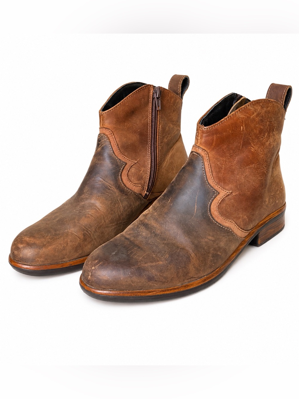 NAOT Sirocco Brown Distressed Leather Ankle Boots Women’s US 7.5